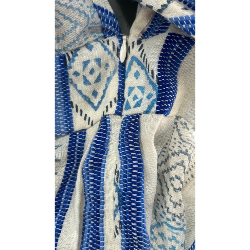 FARM Rio Beaded Maxi Dress Mare de Sol Blue White Boho Embroidered Brazil NWT L - Picture 9 of 14